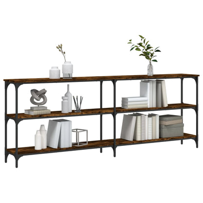 Engineered Wood Console Table - Smoked Oak, 200x29x75 cm