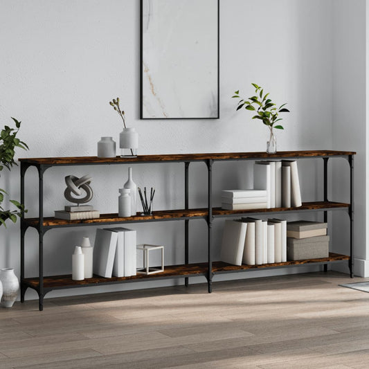 Engineered Wood Console Table - Smoked Oak, 200x29x75 cm