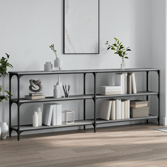 Sonoma Grey Console Table - Engineered Wood, 200x29x75 cm
