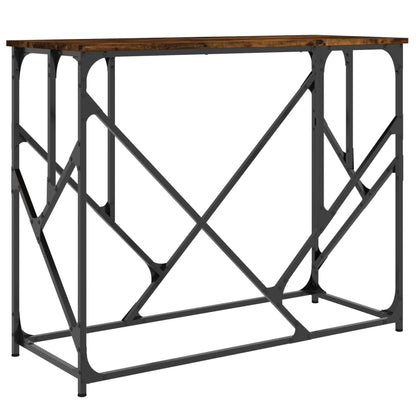 Smoked Oak Console Table - Engineered Wood, 100x40x80 cm