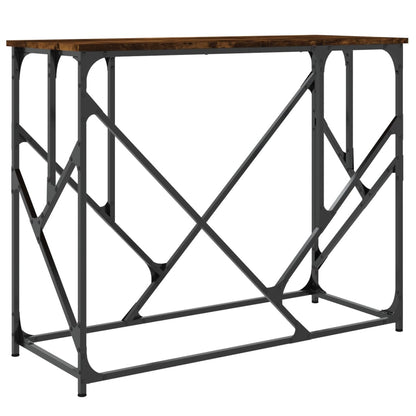 Smoked Oak Console Table - Engineered Wood, 100x40x80 cm
