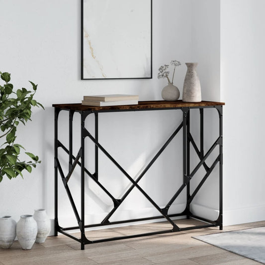 Smoked Oak Console Table - Engineered Wood, 100x40x80 cm