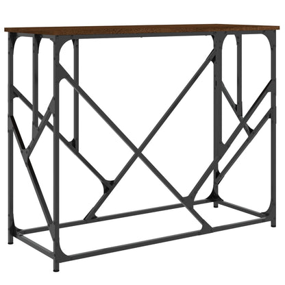 Brown Oak Console Table - Engineered Wood, 100x40x80 cm