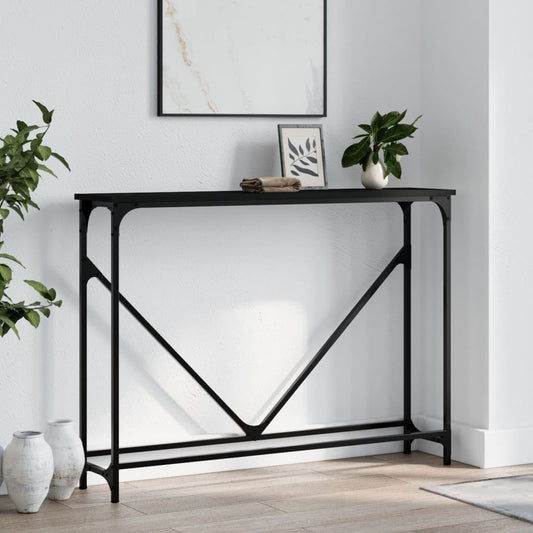 Black Engineered Wood Console Table - 102x22.5x75 cm