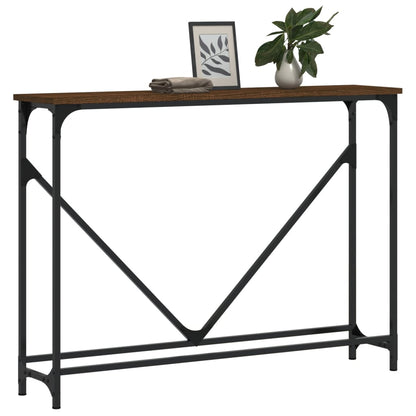 Brown Oak Engineered Wood Console Table - 102x22.5x75 cm
