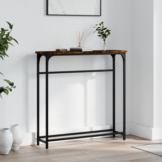 Smoked Oak Console Table - Engineered Wood, 75x19.5x75 cm