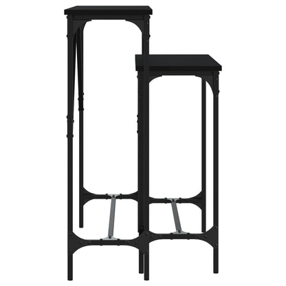2-Piece Black Engineered Wood Console Table Set