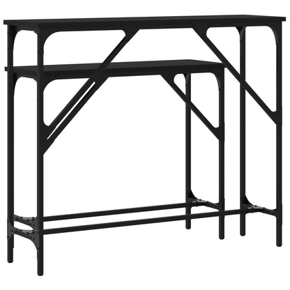 2-Piece Black Engineered Wood Console Table Set