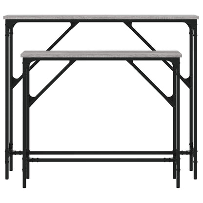 Set of 2 Grey Sonoma Console Tables - Engineered Wood