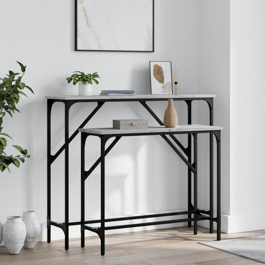 Set of 2 Grey Sonoma Console Tables - Engineered Wood