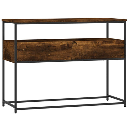 Smoked Oak Console Table - Engineered Wood 100x40x75cm