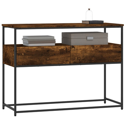 Smoked Oak Console Table - Engineered Wood 100x40x75cm