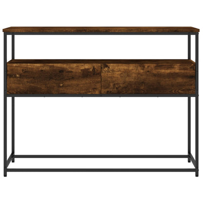 Smoked Oak Console Table - Engineered Wood 100x40x75cm