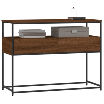 Brown Oak Console Table - 100x40x75 cm Engineered Wood