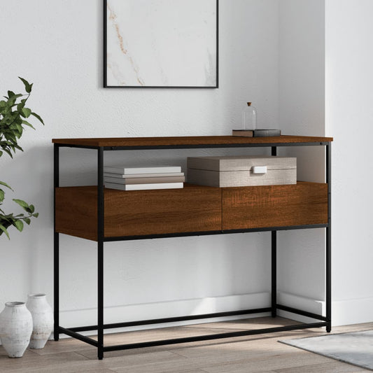 Brown Oak Console Table - 100x40x75 cm Engineered Wood