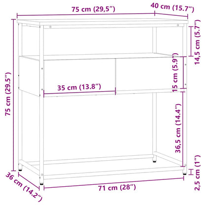 Black Engineered Wood Console Table - 75x40x75 cm