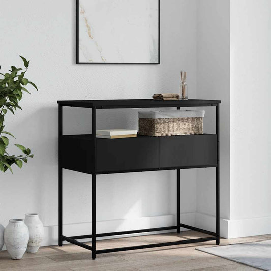 Black Engineered Wood Console Table - 75x40x75 cm