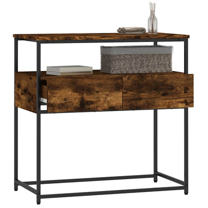 Smoked Oak Engineered Wood Console Table 75x40x75 cm