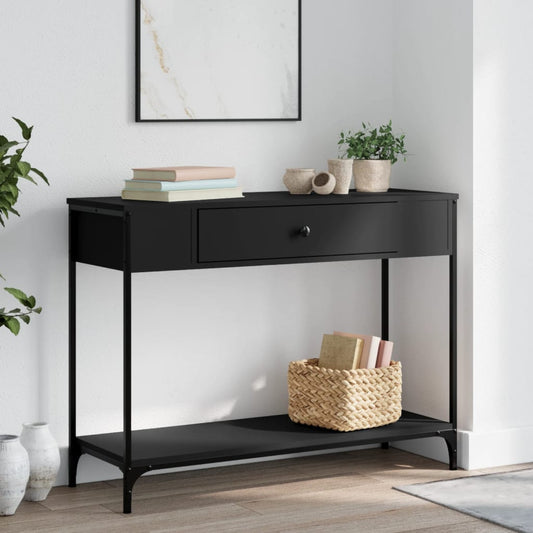 Black Console Table - Engineered Wood, 100x34.5x75 cm