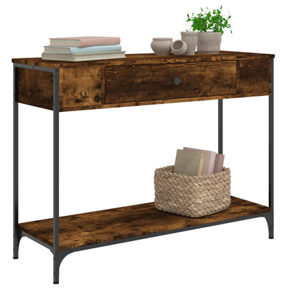 Smoked Oak Console Table - 100x34.5x75 cm in Engineered Wood