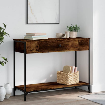 Smoked Oak Console Table - 100x34.5x75 cm in Engineered Wood