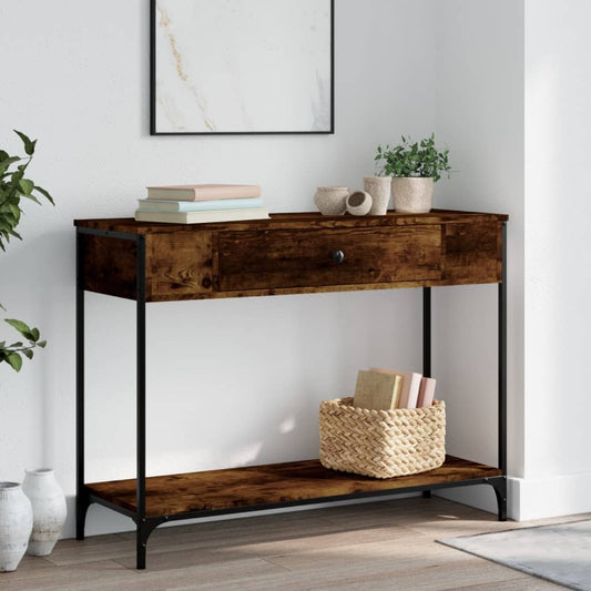 Smoked Oak Console Table - 100x34.5x75 cm in Engineered Wood