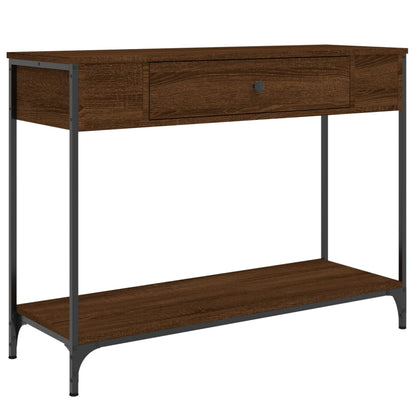 Brown Oak Console Table - Engineered Wood, 100x34.5x75 cm