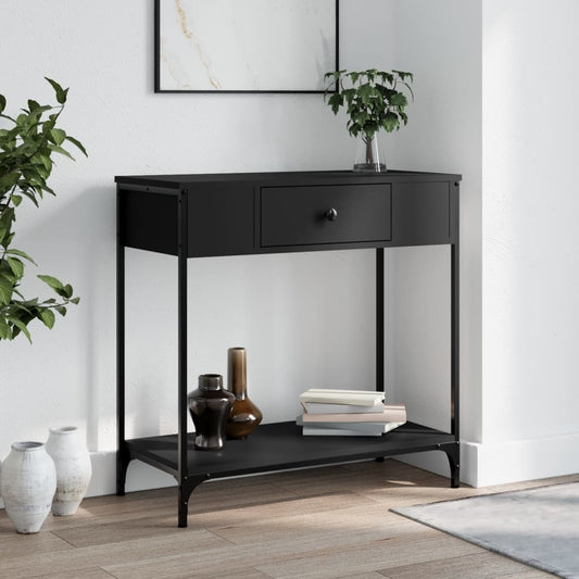 Black Engineered Wood Console Table - 75x34.5x75 cm