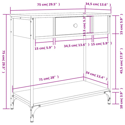 Grey Sonoma Console Table - Engineered Wood 75x34.5x75 cm