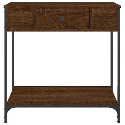 Brown Oak Engineered Wood Console Table - 75x34.5x75 cm