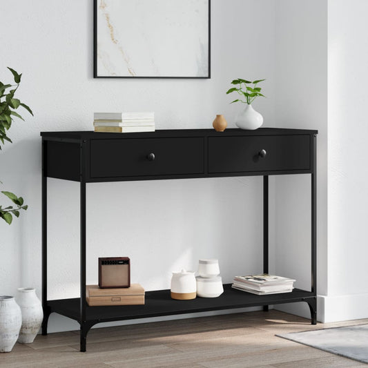 Black Engineered Wood Console Table - 100x34.5x75 cm