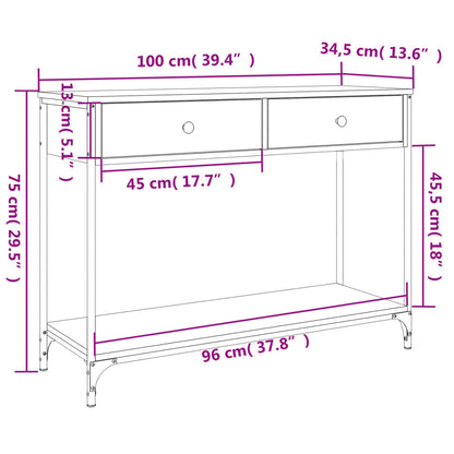 Smoked Oak Console Table 100x34.5x75 cm - Engineered Wood