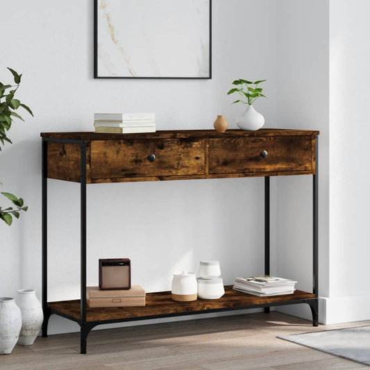 Smoked Oak Console Table 100x34.5x75 cm - Engineered Wood