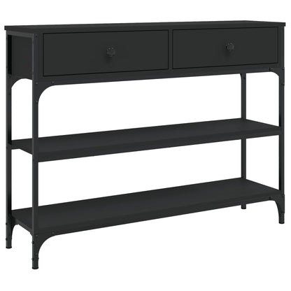 Black Engineered Wood Console Table - 100x25x75 cm