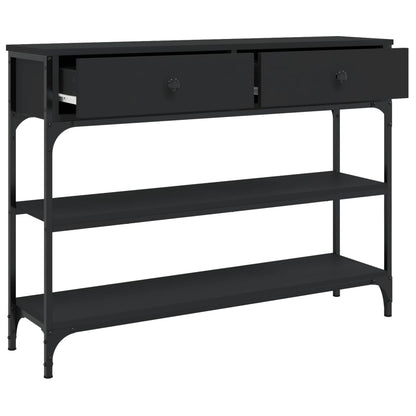 Black Engineered Wood Console Table - 100x25x75 cm