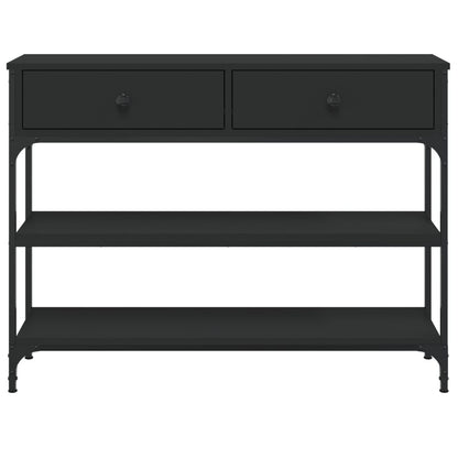 Black Engineered Wood Console Table - 100x25x75 cm