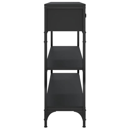 Black Engineered Wood Console Table - 100x25x75 cm