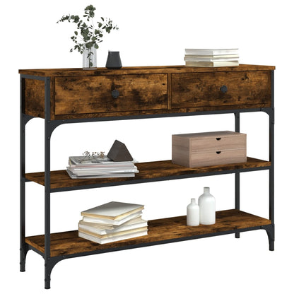Smoked Oak Console Table - Engineered Wood, 100x25x75 cm