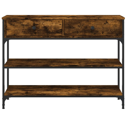 Smoked Oak Console Table - Engineered Wood, 100x25x75 cm