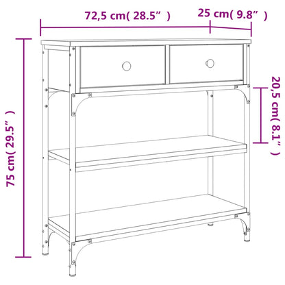 Sonoma Oak Console Table - Engineered Wood, 72.5x25x75 cm