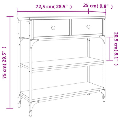 Smoked Oak Console Table 72.5x25x75 cm in Engineered Wood