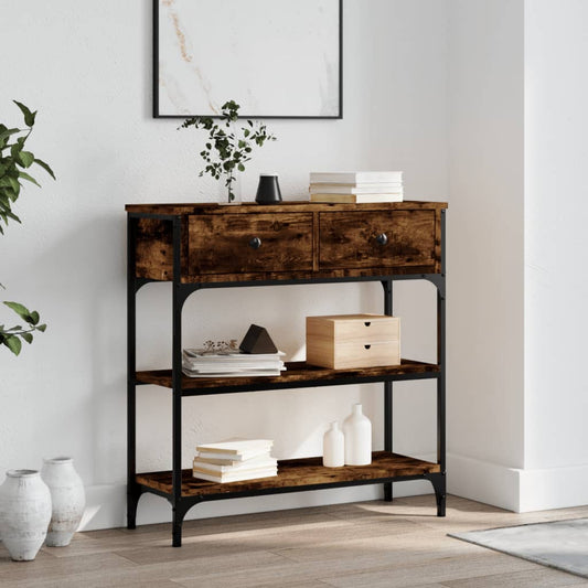 Smoked Oak Console Table 72.5x25x75 cm in Engineered Wood