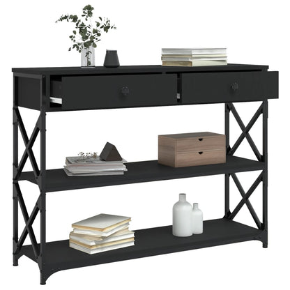 Modern Black Console Table - 100x28x75 cm Engineered Wood
