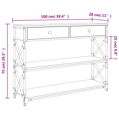 Modern Black Console Table - 100x28x75 cm Engineered Wood