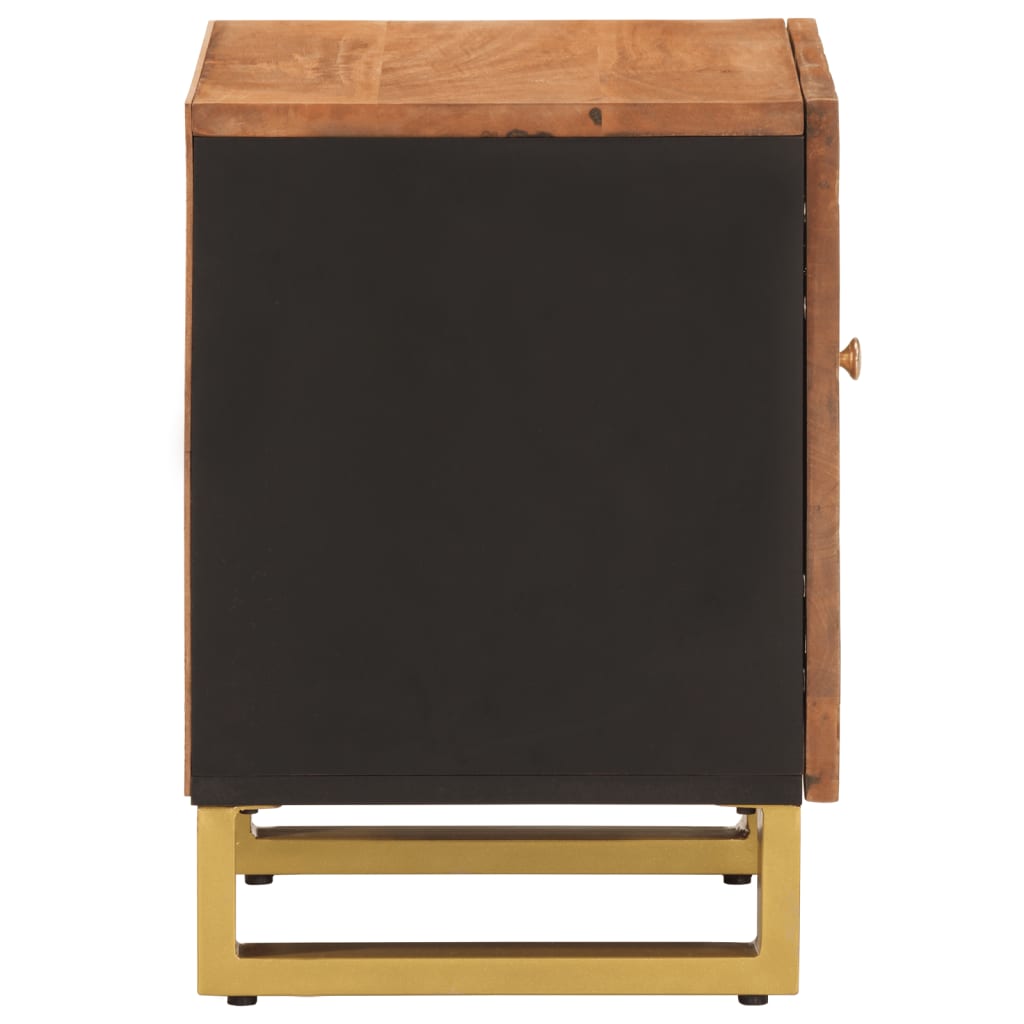 Solid Wood Mango Bedside Cabinet in Brown & Black Finish