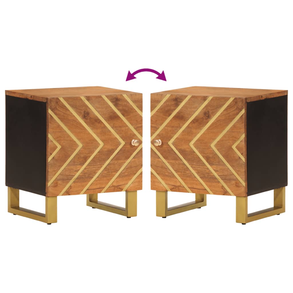 Solid Wood Mango Bedside Cabinet in Brown & Black Finish