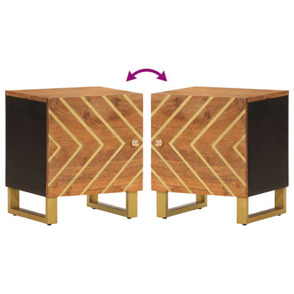Solid Wood Mango Bedside Cabinet in Brown & Black Finish