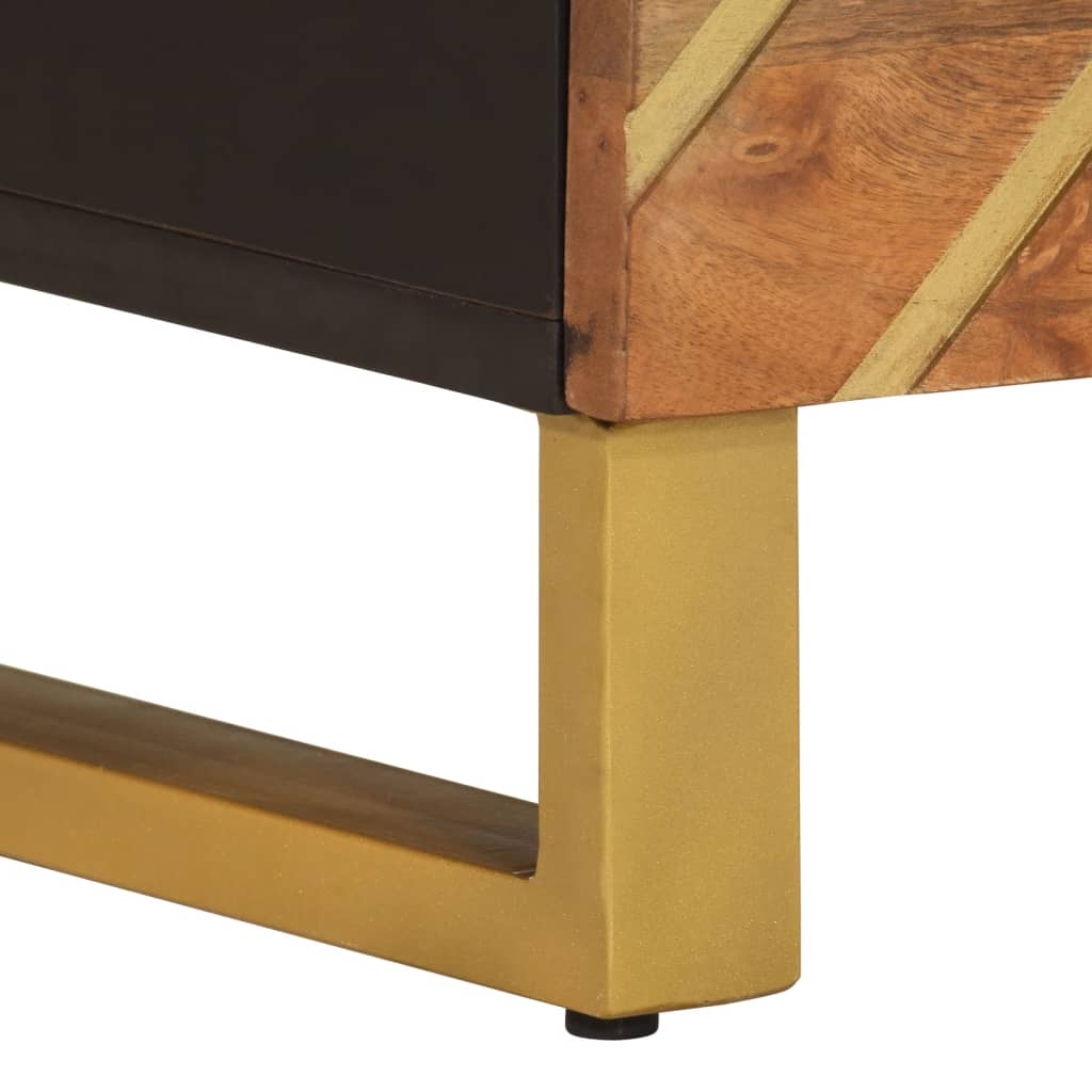 Solid Wood Mango Bedside Cabinet in Brown & Black Finish