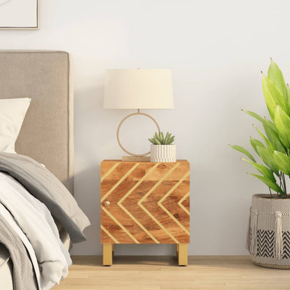 Solid Wood Mango Bedside Cabinet in Brown & Black Finish