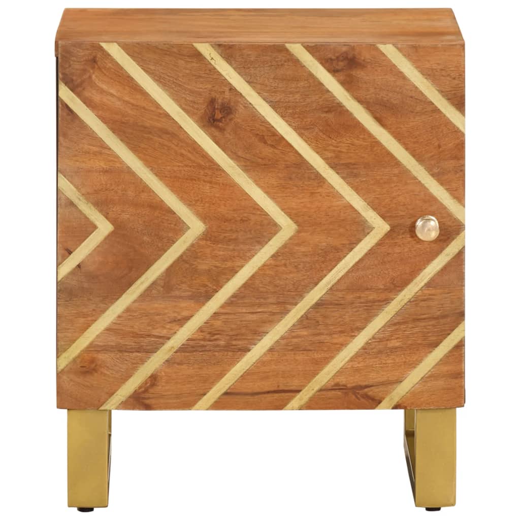 Solid Mango Wood Bedside Cabinets, 2pc Set - Brown & Black